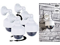VisorTech 4er-Set Dome-Überwachungskamera-Attrappen, durchsichtige Kuppel
