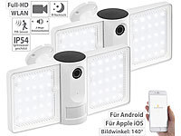 VisorTech 2er-Set Full-HD-IP-Überwachungskameras mit LED-Strahler, WLAN, App; Überwachungskameras (Funk) Überwachungskameras (Funk) Überwachungskameras (Funk) 