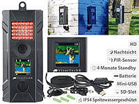 VisorTech HD-Überwachungs & Wildkamera mit Nachtsicht, PIR, Farb-Display, IP54; Kamera-Attrappen Kamera-Attrappen 