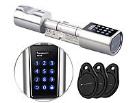VisorTech Elektronischer Tür-Schließzylinder, Transponder-Schlüssel, Zahlen-Code; Sicherheits-Türbeschläge mit Fingerabdruck-Scanner und Transponder 