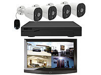 VisorTech Überwachungssystem mit HDD-Rekorder & 4 IP-Kameras, Super HD, PoE, App; Überwachungskameras (Funk) Überwachungskameras (Funk) 
