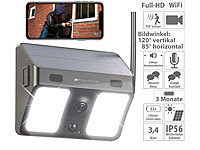 VisorTech Kabellose WLAN-IP-Kamera, Flutlicht, Full HD, Solarpanel, App, schwarz