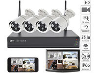 VisorTech Funk-Überwachungssystem mit HDD-Rekorder & 4 Full-HD-IP-Kameras, App; Kamera-Attrappen Kamera-Attrappen Kamera-Attrappen Kamera-Attrappen 