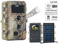 VisorTech Full-HD-Wildkamera, 3 Bewegungssensoren, Nachtsicht, Farbdisplay, IP66