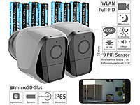 VisorTech 2er-Set Full-HD-IP-Überwachungskameras, 8 Akkus; Überwachungskameras (Funk) Überwachungskameras (Funk) Überwachungskameras (Funk) 