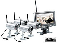 VisorTech Kabelloses Überwachungssystem mit 4 IR-Funk-Kameras (H.264)
