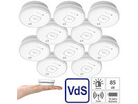 VisorTech 10er-Set fotoelektrische Rauchwarnmelder, 10-J.-Batterie, 85 dB, VdS; Kohlenmonoxidmelder 