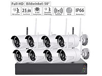 VisorTech Funk-Überwachungssystem: HDD-Rekorder, 8 Full-HD-Kameras, App-Zugriff; Akkubetriebene IP-Full-HD-Überwachungskameras mit Apps, Netzwerk-Überwachungssysteme mit HDD-Recorder & IP-Kameras