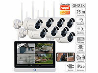 VisorTech Funk-Überwachungssystem mit Display-HDD-Rekorder und 8 IP-Kameras, App; Überwachungskameras (Funk) 