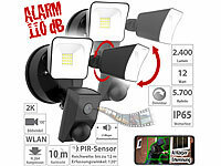 VisorTech 2er-Set 2K-Kamera, 2 LED-Strahler, 2.400lm, Sirene, WLAN, App; Kamera-Attrappen 