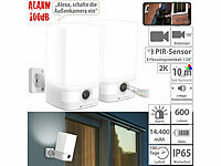VisorTech 2er-Set 2K-Akku-Überwachungskamera, LED-Licht 600 lm, Alarm, WLAN, App; Überwachungskameras (Funk) Überwachungskameras (Funk) 