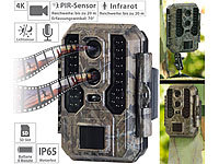 VisorTech 4K-Wildkamera mit Dual-Linse, IR-Nachtsicht, PIR-Bewegungssensor, IP65; Akkubetriebene IP-Full-HD-Überwachungskameras mit Apps 
