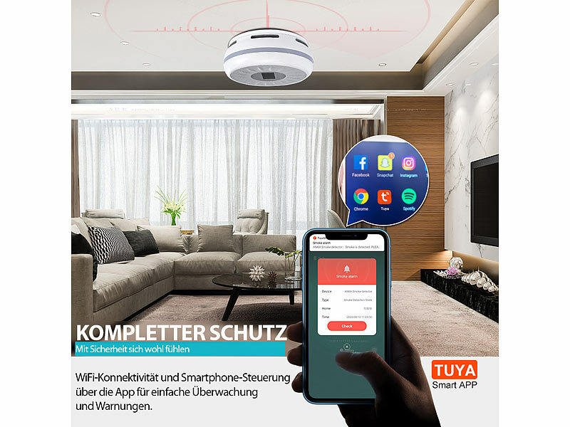 ; WLAN-Rauch- & Hitzemelder mit weltweiter App-Benachrichtigung WLAN-Rauch- & Hitzemelder mit weltweiter App-Benachrichtigung WLAN-Rauch- & Hitzemelder mit weltweiter App-Benachrichtigung 